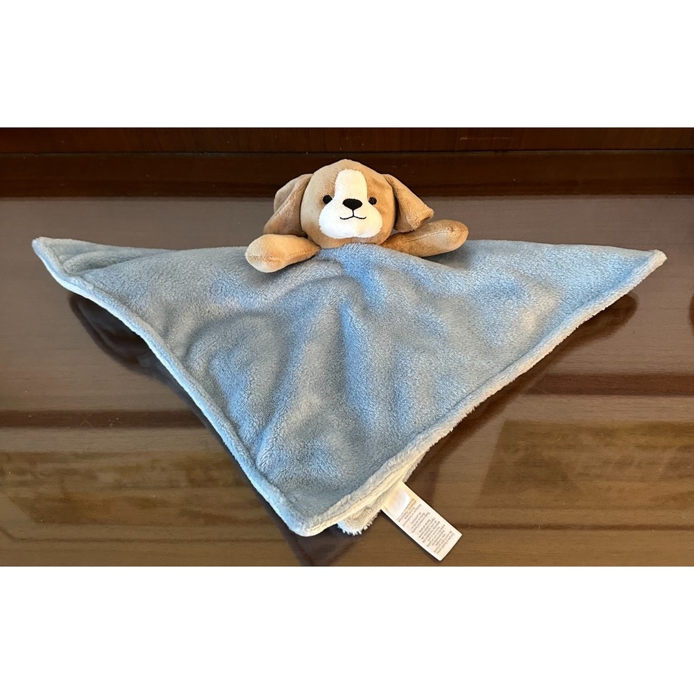Carters Brown Puppy‎ Dog Lovey Plush Baby Blue Soft Security Blanket